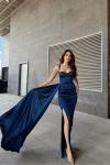 Pamela Yırtmaç Detay Kuyruklu Abiye 582234 BEBE MAVİSİ