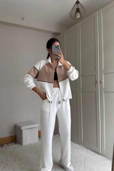 Pearly Fermuarlı İkili Takım 2646 Beyaz