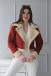 Peluş Kaplama Süet Crop Kaban xx Kiremit
