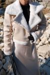 Peluş Kaplama Süet Crop Kaban 6859 Taş Rengi