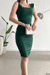 Raina Drapeli Midi Boy Elbise 582428 Zümrüt