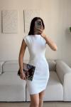 Rheai Yuvarlak Yaka Mini Elbise 7565 Beyaz