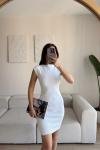 Rheai Yuvarlak Yaka Mini Elbise 7565 Beyaz