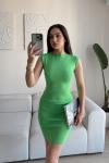 Rheai Yuvarlak Yaka Mini Elbise 7565 Yeşil