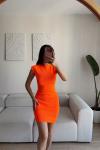 Rheai Yuvarlak Yaka Mini Elbise 7565 Oranj