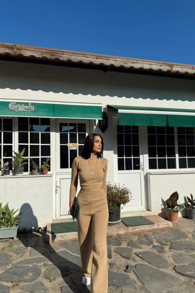 Sadie Boncuk Detaylı İkili Takım 3745 Vizon