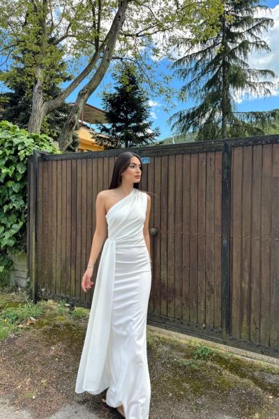 Sedef Kuyruk Detay Abiye 53667 Beyaz