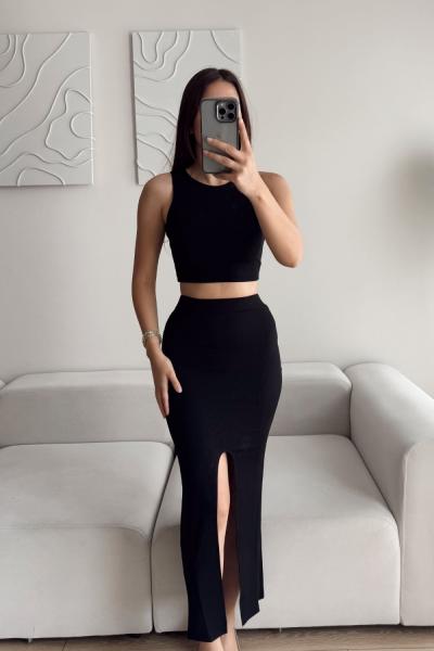 Tango Yırtmaç Detay İkili Takım 015298 Siyah