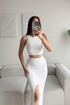 Tango Yırtmaç Detay İkili Takım 015298 Beyaz