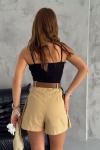 Tansel Gabardin Kemer Detay Şort Etek Y24 8028 Taba