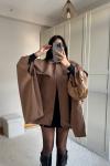 Veronica Düğmeli Panço Trençkot 2634 Camel