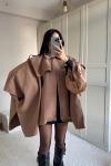 Veronica Düğmeli Panço Trençkot 2634 Camel