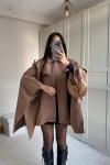 Veronica Düğmeli Panço Trençkot 2634 Camel