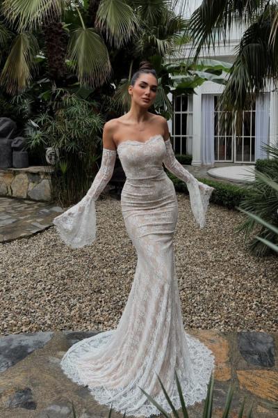 Violetta Güpür Balık Tasarım Abiye 84629 Beyaz