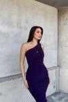 Yesy Büzgülü Midi Boy Elbise 582397 Mürdüm