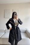 Adonis Oversize Cep Detaylı Trençkot 3526 Siyah