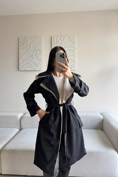 Adonis Oversize Cep Detaylı Trençkot 3526 Siyah