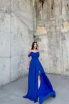 Alice Madonna Yaka İp Askılı Yırtmaçli Abiye 9553 Saks Mavisi