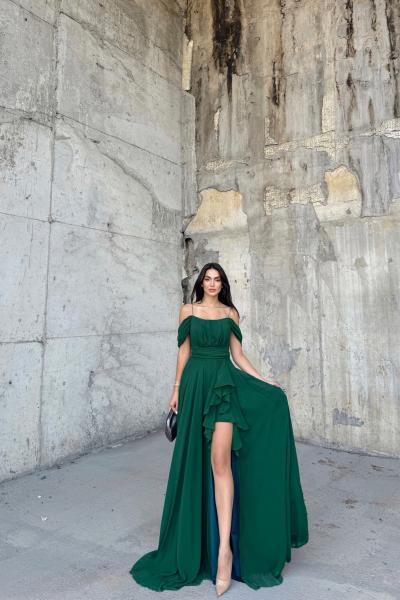 Alice Madonna Yaka İp Askılı Yırtmaçli Abiye 9553 Zümrüt