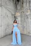 Alice Madonna Yaka İp Askılı Yırtmaçli Abiye 9553 Bebe Mavisi