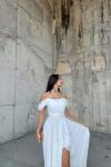 Alice Madonna Yaka İp Askılı Yırtmaçli Abiye 9553 Beyaz