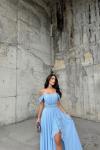 Alice Madonna Yaka İp Askılı Yırtmaçli Abiye 9553 Bebe Mavisi