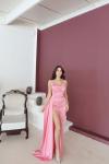 Allyso Degaje Yaka Yırtmaçlı Abiye 582243 A17x Pudra