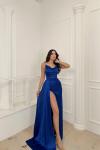 Allyso Degaje Yaka Yırtmaçlı Abiye 582243 A17x Saks Mavisi