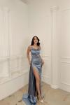 Allyso Degaje Yaka Yırtmaçlı Abiye 582243 A17x Bebe Mavisi