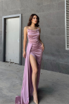 Allyso Degaje Yaka Yırtmaçlı Abiye 582243 A17x Lila