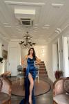 Allyso Degaje Yaka Yırtmaçlı Abiye 582243 A17x İndigo