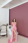 Allyso Degaje Yaka Yırtmaçlı Abiye 582243 A17x Pudra