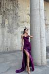 Allyso Degaje Yaka Yırtmaçlı Abiye 582243 A17x Mürdüm