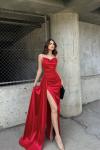 Allyso Degaje Yaka Yırtmaçlı Abiye 582243 A17x Kırmızı