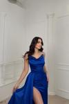 Allyso Degaje Yaka Yırtmaçlı Abiye 582243 A17x Saks Mavisi