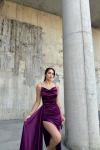 Allyso Degaje Yaka Yırtmaçlı Abiye 582243 A17x Mürdüm