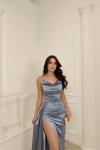 Allyso Degaje Yaka Yırtmaçlı Abiye 582243 A17x Bebe Mavisi