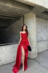Allyso Degaje Yaka Yırtmaçlı Abiye 582243 A17x Kırmızı