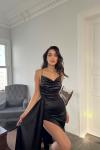 Allyso Degaje Yaka Yırtmaçlı Abiye 582243 A17x Siyah