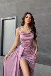 Allyso Degaje Yaka Yırtmaçlı Abiye 582243 A17x Lila