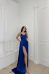 Allyso Degaje Yaka Yırtmaçlı Abiye 582243 A17x Saks Mavisi
