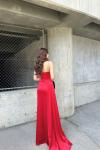 Allyso Degaje Yaka Yırtmaçlı Abiye 582243 A17x Kırmızı