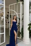 Ariana Gloplu Sim Detay Abiye 583218  Saks Mavisi