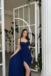 Ariana Gloplu Sim Detay Abiye 583218  Saks Mavisi