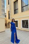 Ava Tek Omuz Tasarım Abiye 582743 Saks Mavisi