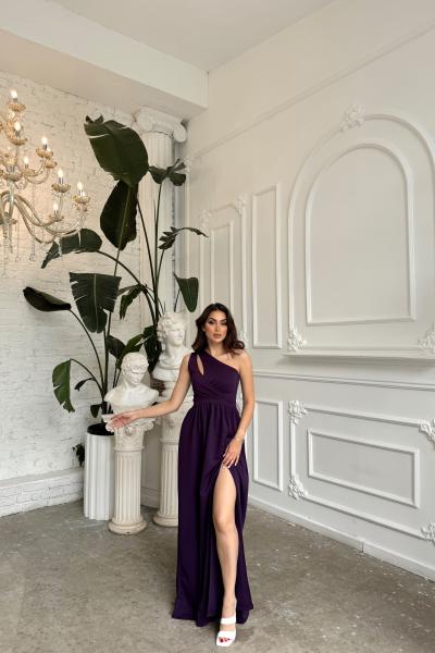 Avril Tek Omuz Yırtmaçlı Abiye 582160 A13x Mor