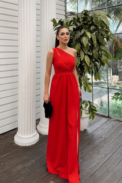 Avril Tek Omuz Yırtmaçlı Abiye 582160 A13x Kırmızı