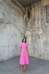 Berra Karpuz Kol Midi Elbise 2249 Pembe