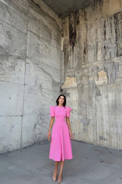 Berra Karpuz Kol Midi Elbise 2249 Pembe