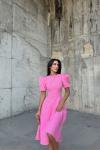 Berra Karpuz Kol Midi Elbise 2249 Pembe